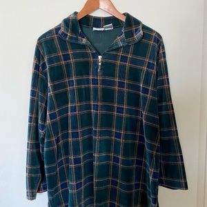 Green Checked Fleece Sweater